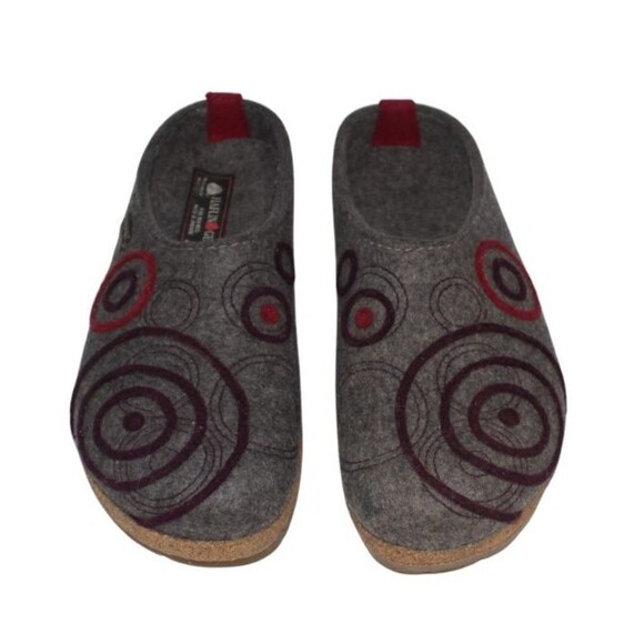 Haflinger Wool Felt Clogs Gray with Colorful Circles 41 US US 10 - Picture 1 of 10